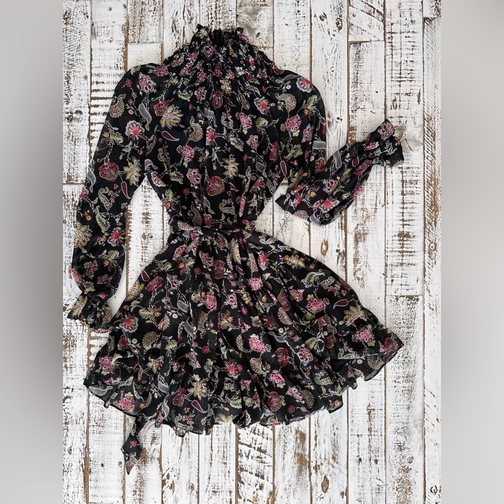 Cinq à Sept Daija paisley print long sleeve dress, Size 0